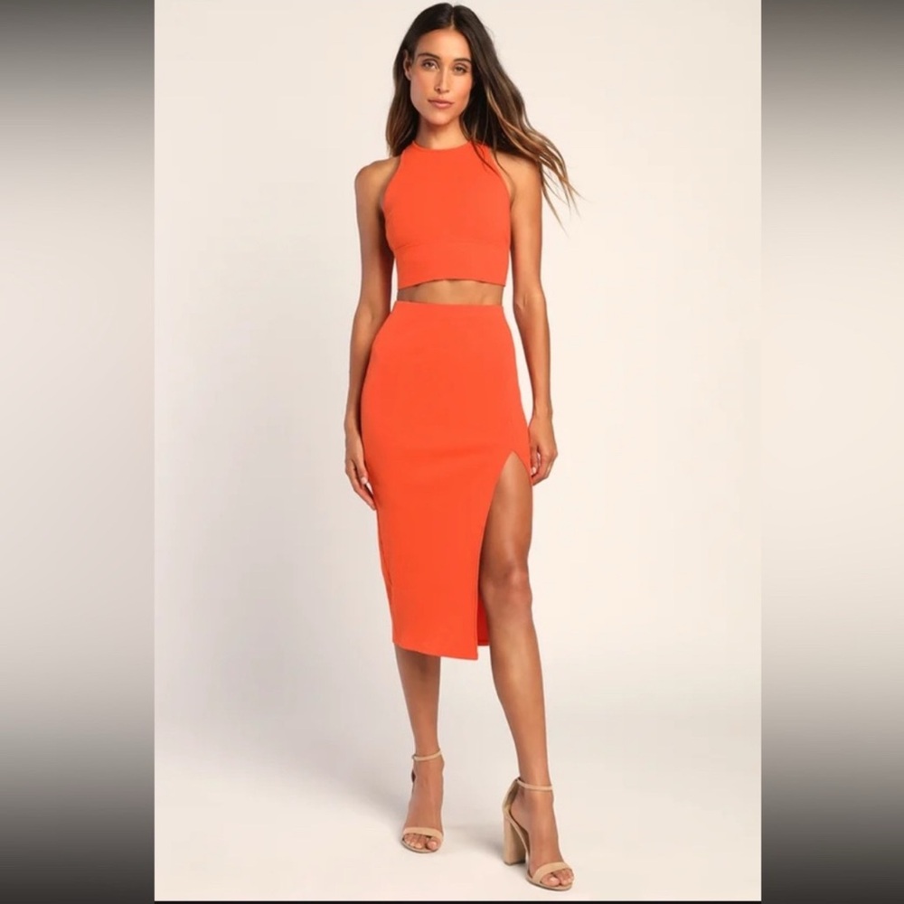 Lulu's Strapless Orange Dress